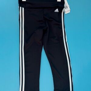 Adidas Kids Black Joggers with White Stripes